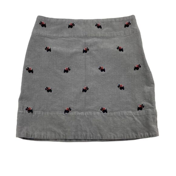 Castaway Grey Corduroy Mini Skirt Christmas Holiday Dogs Scottie Bows 4 - Picture 1 of 6